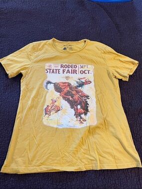 American Living Women's Mustard Yellow Rodeo Graphic Short Sleeve Tee